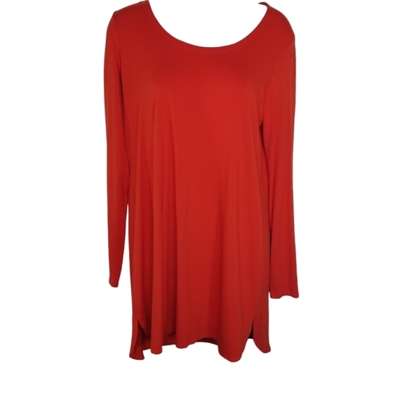 Eileen Fisher Dresses & Skirts - Eileen Fisher red orange long sleeve knit tunic dress